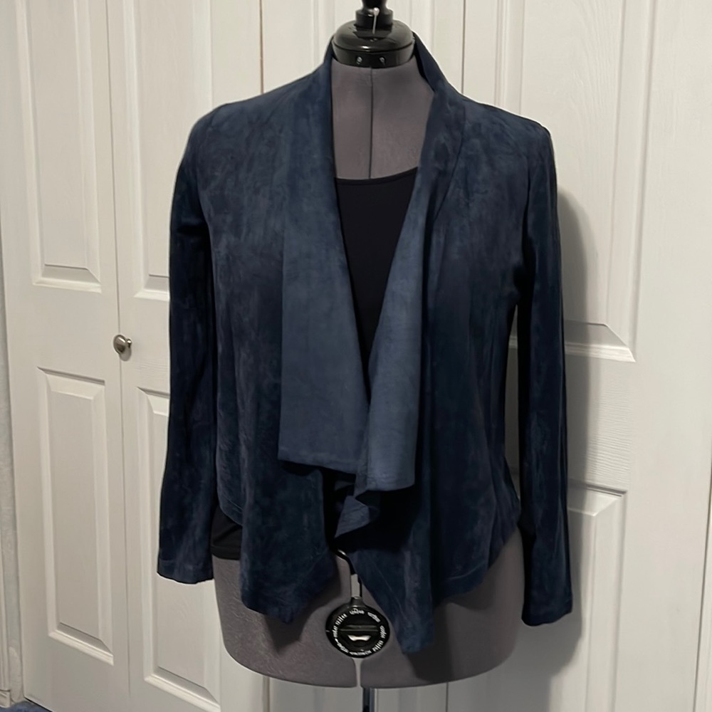 Skies are Blue Posy Faux Suede Open Drape Jacket size L.